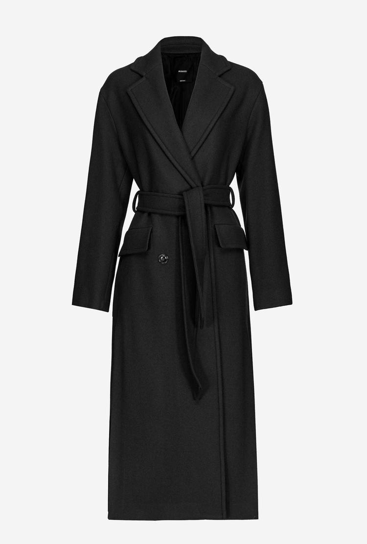 Women's Pinko Long Wraparound Coats Black | Australia-51946729