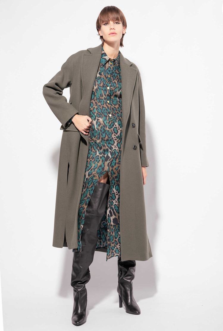 Women's Pinko Long Wraparound Coats Dark Green | Australia-42538099