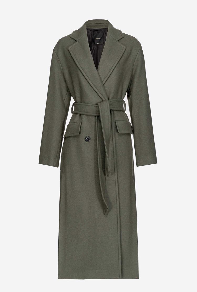 Women's Pinko Long Wraparound Coats Dark Green | Australia-42538099