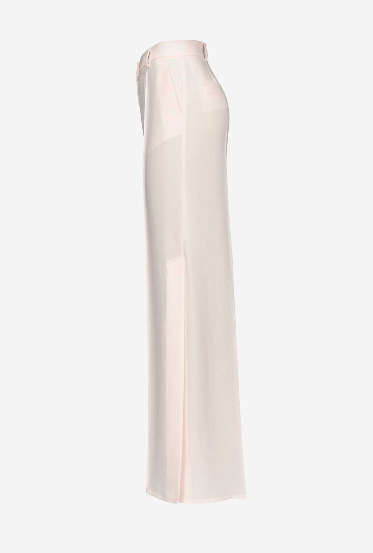 Women's Pinko Loose-fitting Flowing Crepe Pants White | Australia-07845169