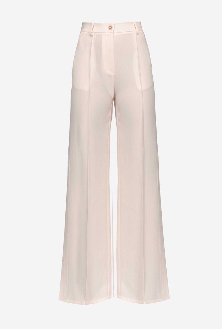 Women\'s Pinko Loose-fitting Flowing Crepe Pants White | Australia-07845169