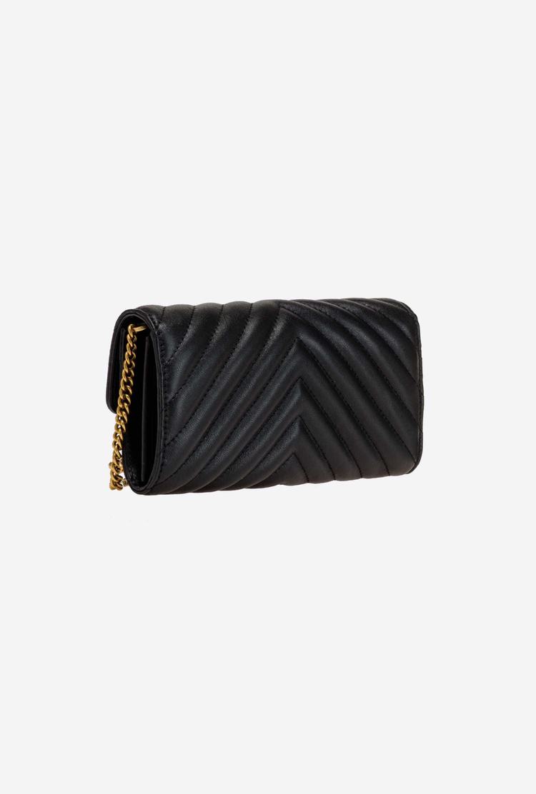 Women's Pinko Love Bag Chevron Purses Black Gold | Australia-97324019