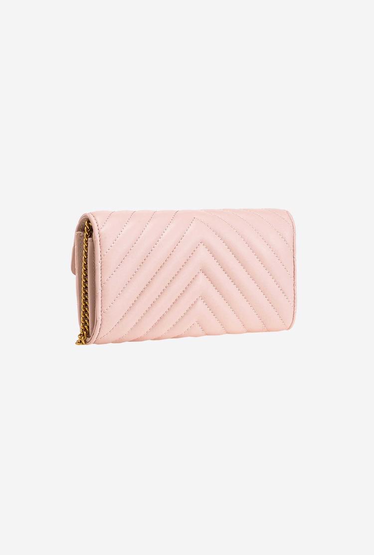 Women's Pinko Love Bag Chevron Purses Pink Gold | Australia-83207969