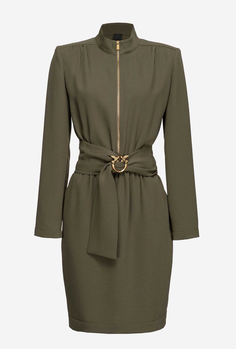 Women's Pinko Love Birds And Zip Dress Green | Australia-21049839