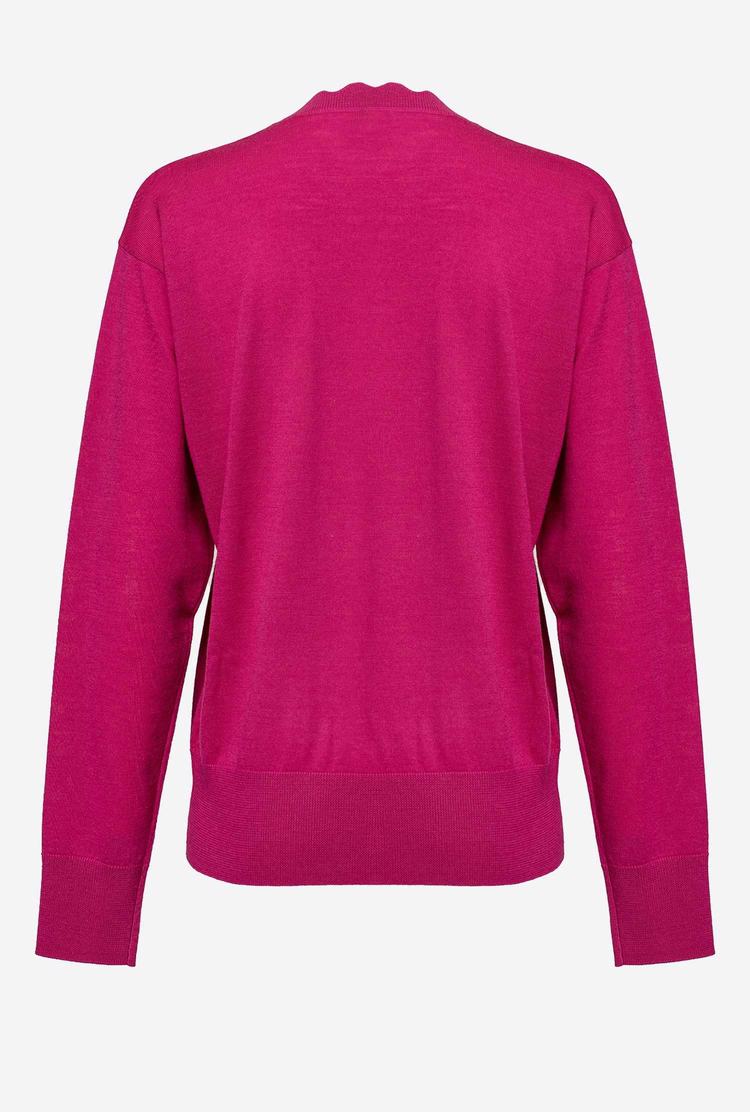 Women's Pinko Love Birds Embroidery Pullover Fuchsia | Australia-01279469