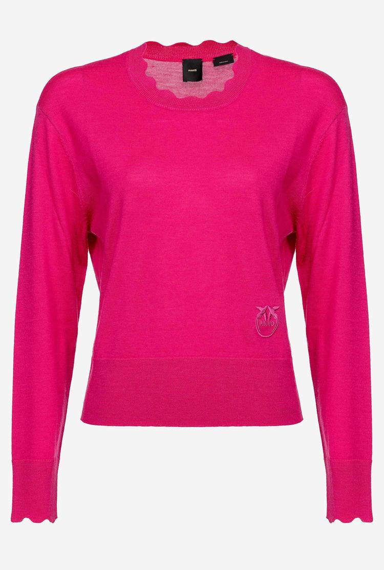 Women's Pinko Love Birds Embroidery Pullover Fuchsia | Australia-95614729