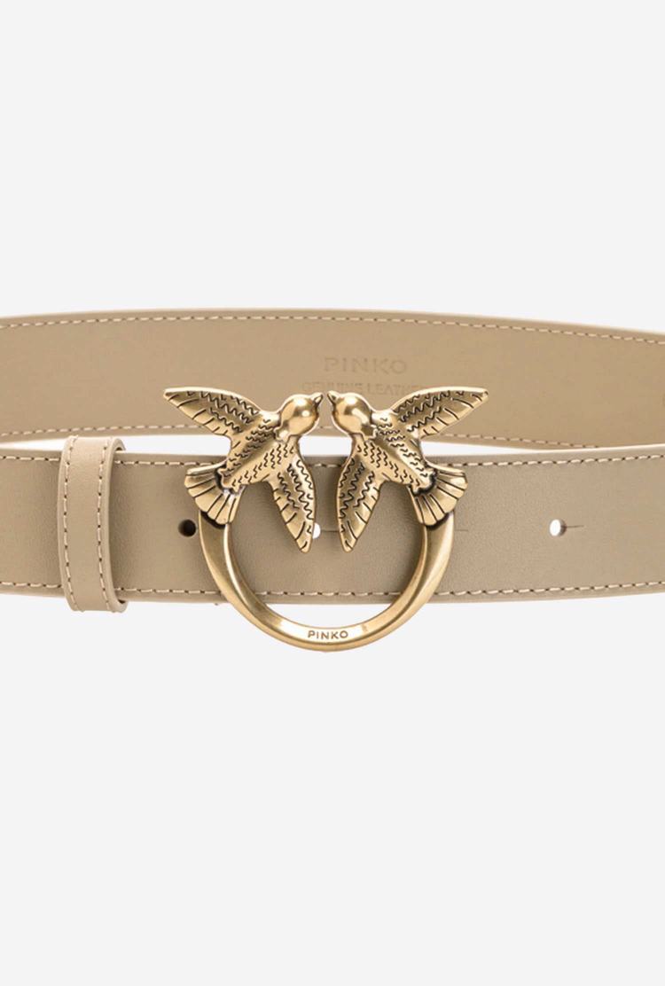 Women's Pinko Love Birds Leather Belts Brown Gold | Australia-36829459