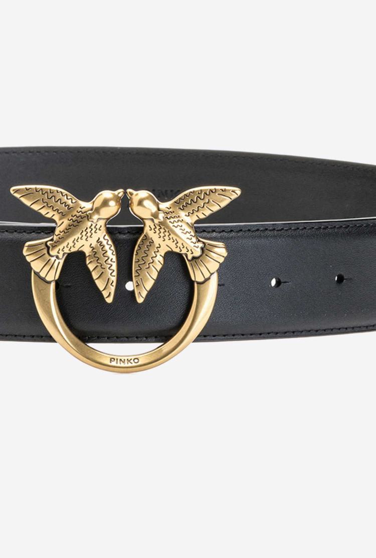 Women's Pinko Love Birds Leather Belts Black Gold | Australia-74905239