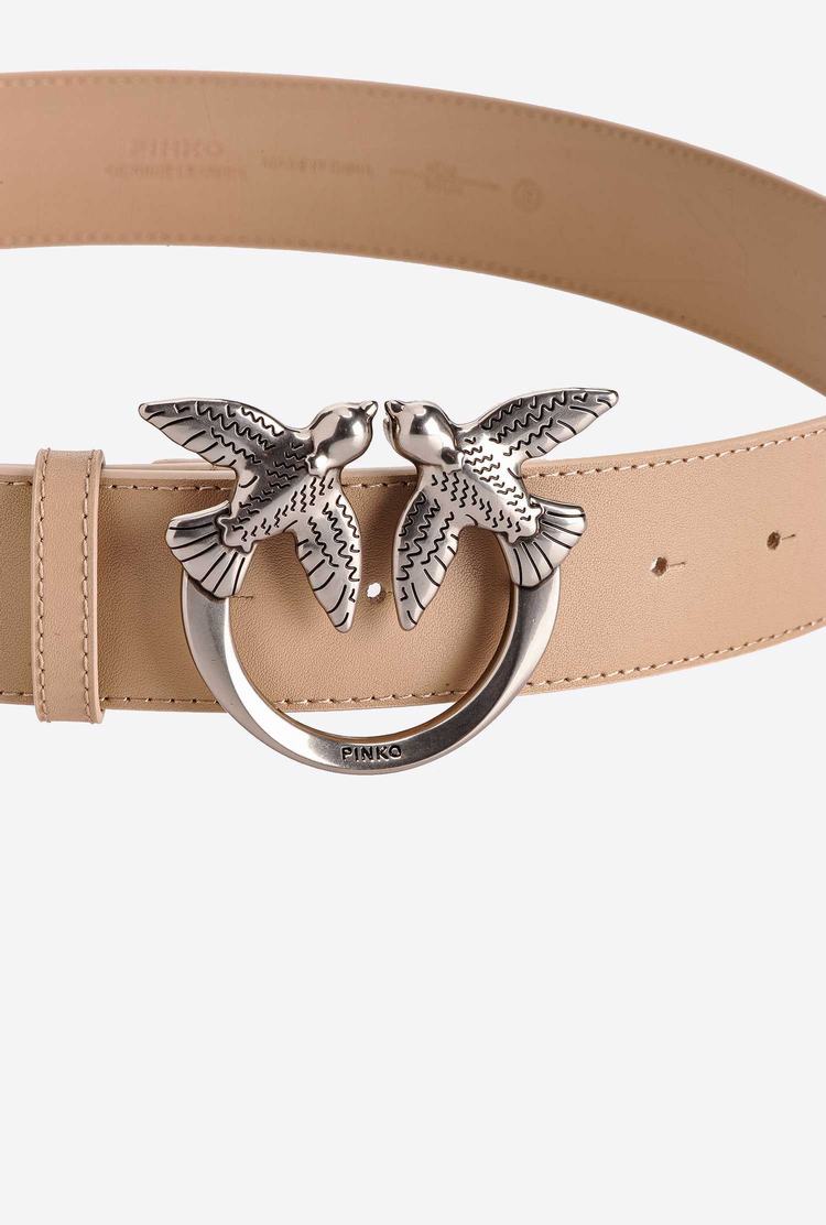 Women's Pinko Love Birds Leather Belts Beige | Australia-87140699