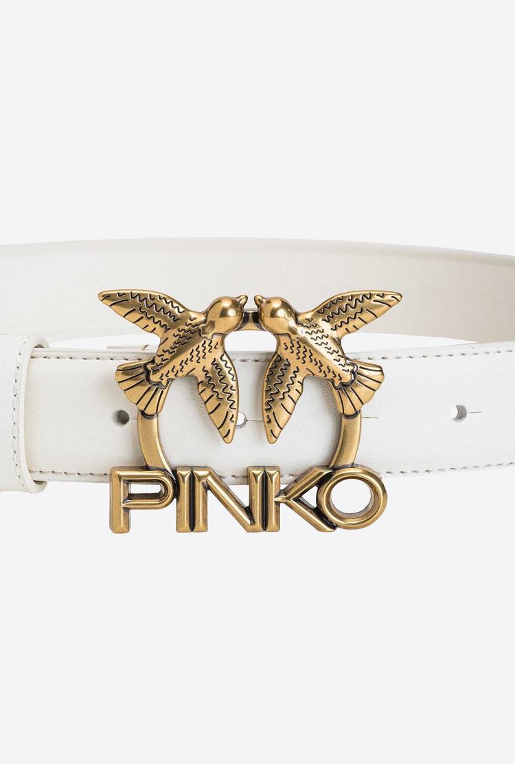 Women's Pinko Love Birds Logo Belts White Gold | Australia-29581679