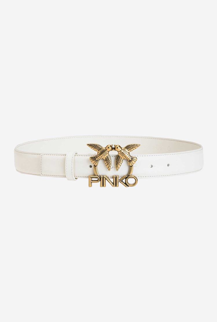 Women\'s Pinko Love Birds Logo Belts White Gold | Australia-29581679