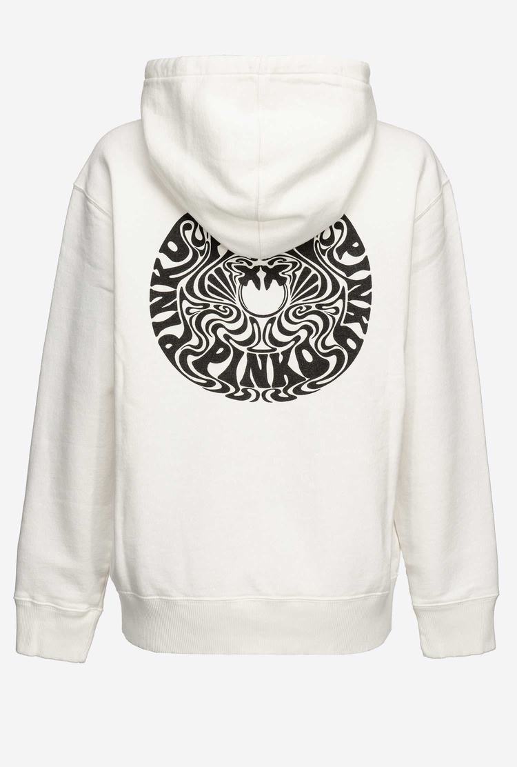 Women's Pinko Love Birds Logo Sweatshirt White | Australia-16320789