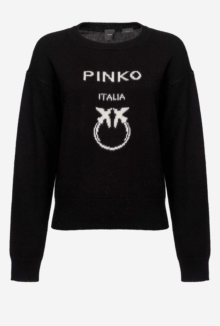 Women's Pinko Love Birds Pullover Black/White | Australia-34981259