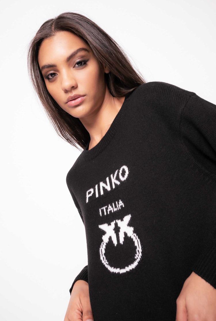 Women's Pinko Love Birds Pullover Black/White | Australia-48179259