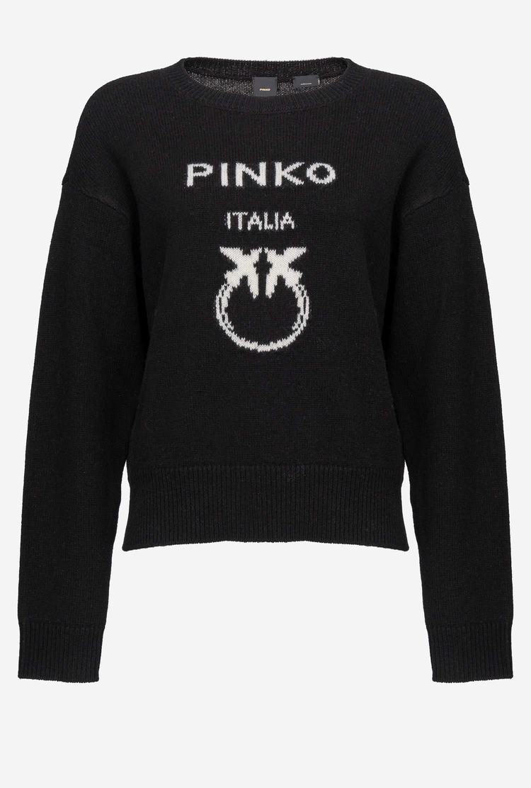 Women's Pinko Love Birds Pullover Black/White | Australia-48179259