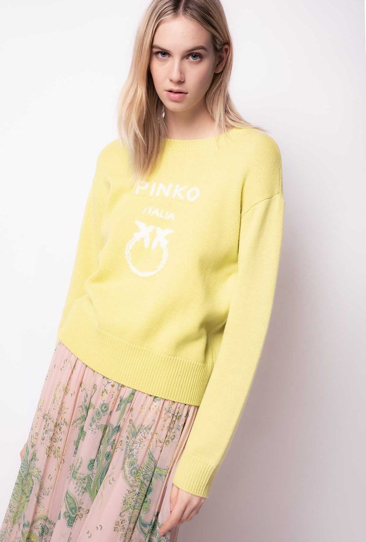 Women's Pinko Love Birds Pullover Green | Australia-14957289