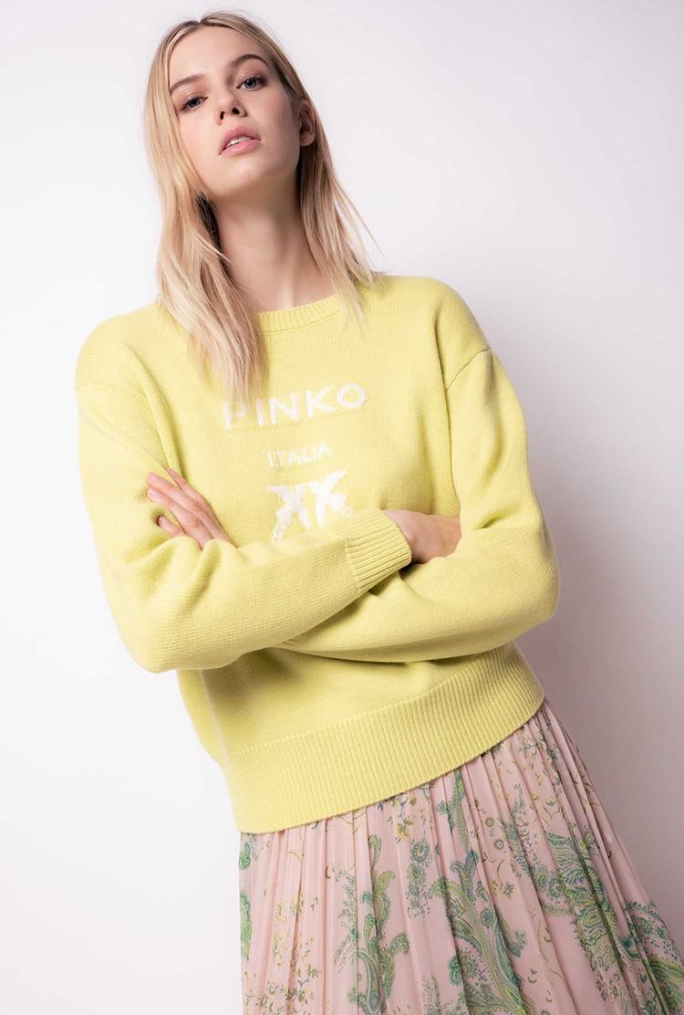 Women's Pinko Love Birds Pullover Green | Australia-14957289