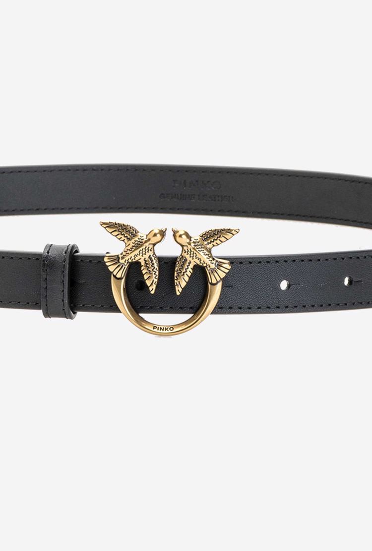 Women's Pinko Love Birds Thin Leather Belts Black Gold | Australia-50712649