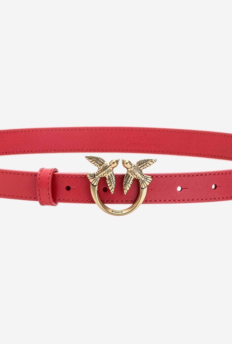 Women's Pinko Love Birds Thin Leather Belts Red Gold | Australia-58237949