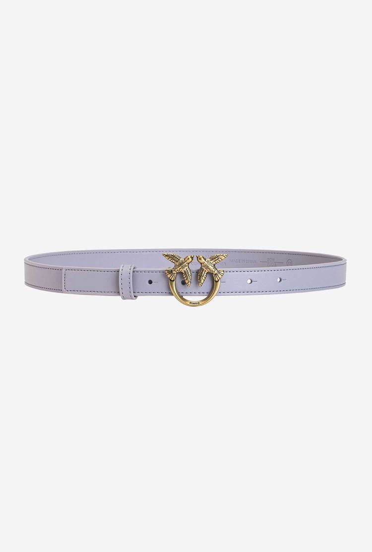 Women\'s Pinko Love Birds Thin Leather Belts Grey Gold | Australia-89620439