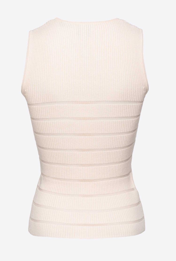 Women's Pinko Lurex Striped Tanks White | Australia-47650329