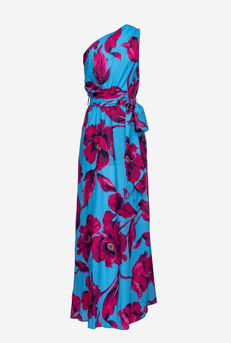 Women's Pinko Macro Floral Motif Dress Blue | Australia-64071259