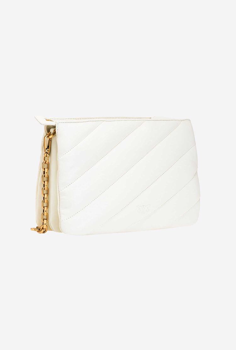 Women's Pinko Medium Twins Bag Maxi Quilt Crossbody Bags White Gold | Australia-29657039