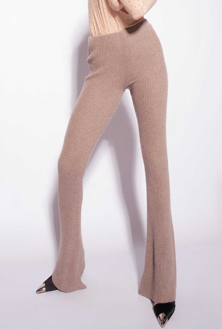 Women's Pinko Men's Ribbed Knit Flared Pants Khaki | Australia-03467199