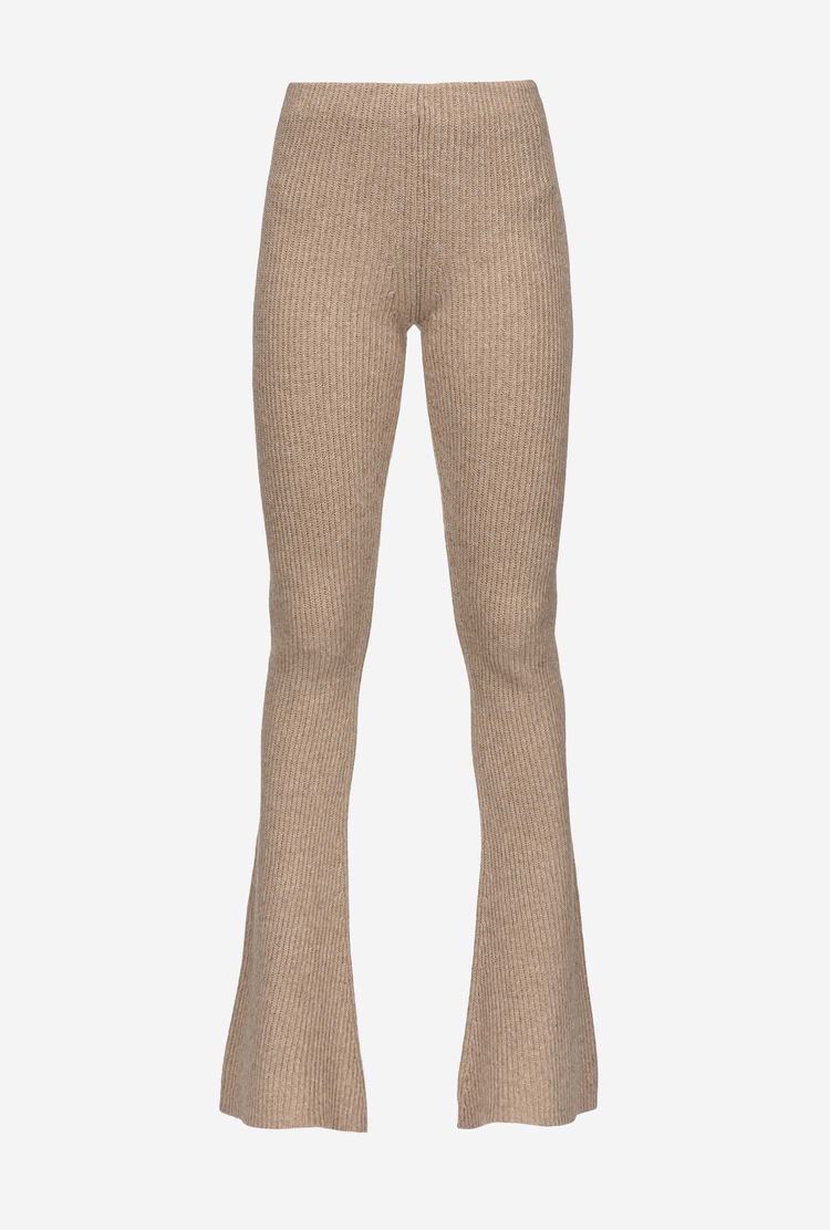 Women's Pinko Men's Ribbed Knit Flared Pants Khaki | Australia-03467199