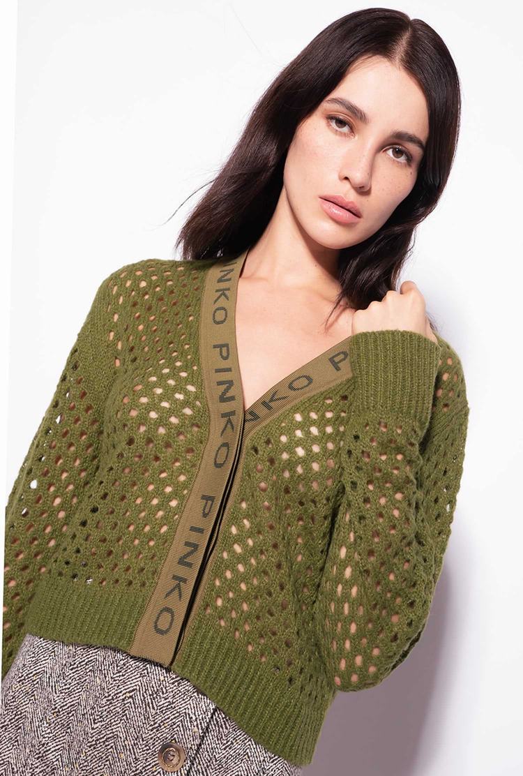 Women's Pinko Mesh-knit Cardigan Green | Australia-49726319