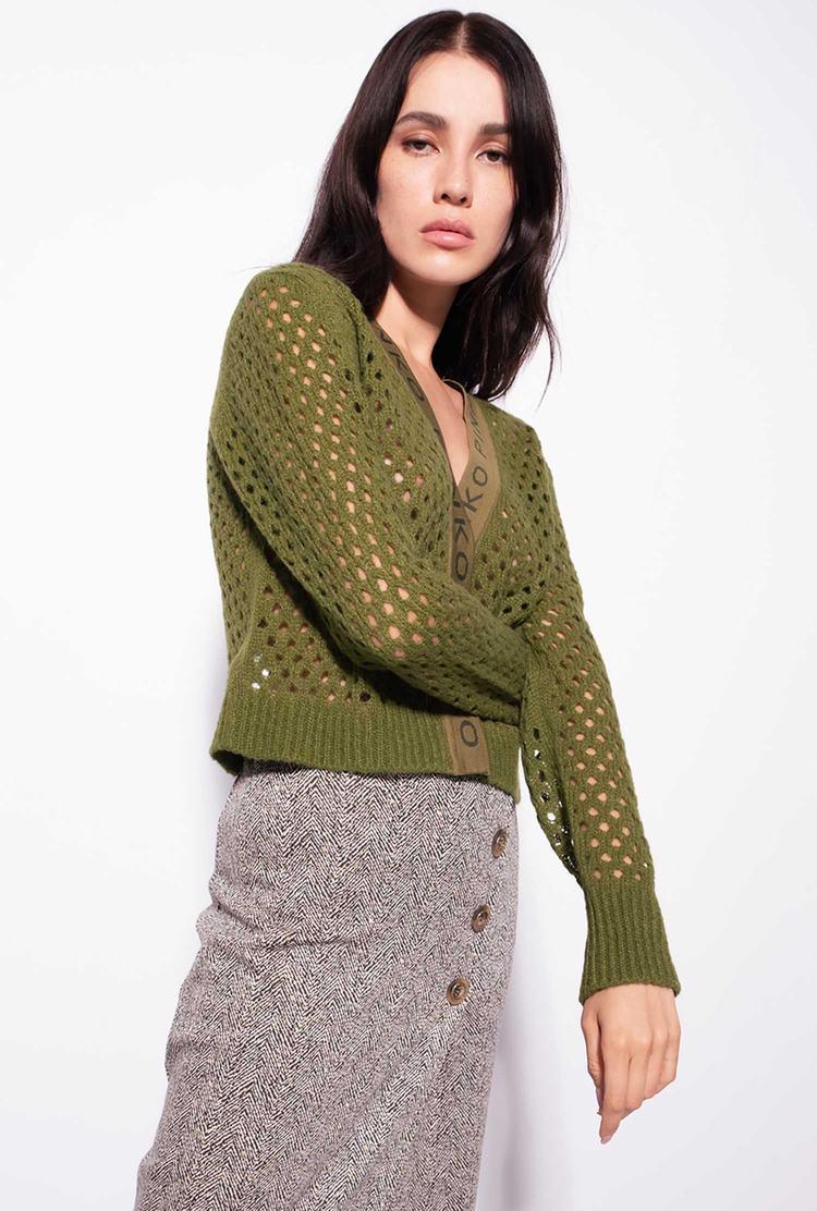 Women's Pinko Mesh-knit Cardigan Green | Australia-49726319