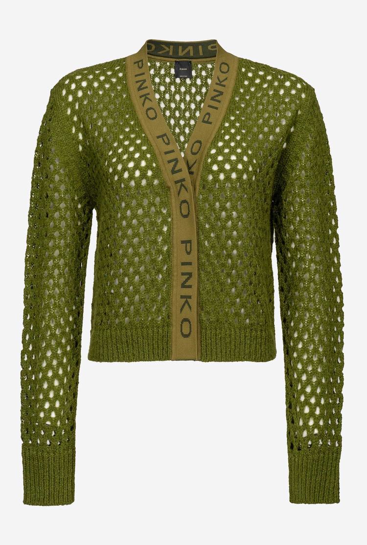 Women's Pinko Mesh-knit Cardigan Green | Australia-49726319