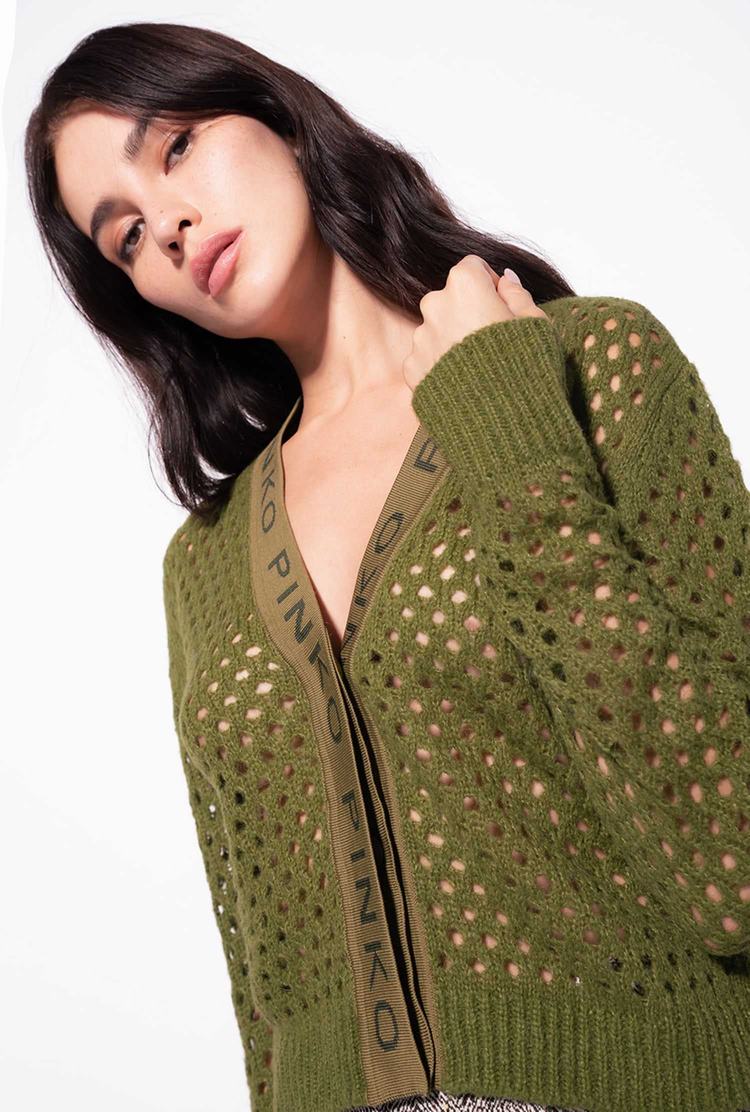 Women\'s Pinko Mesh-knit Cardigan Green | Australia-49726319