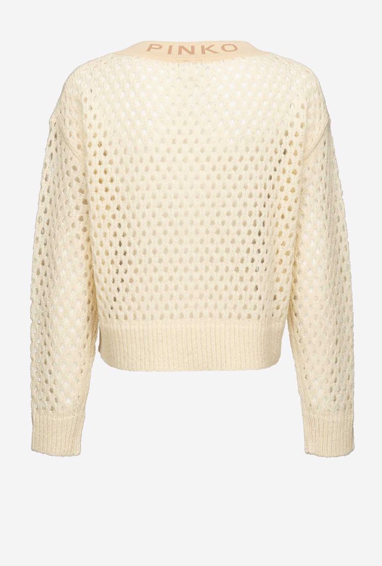 Women's Pinko Mesh-stitch Pullover White/Pink | Australia-91583479