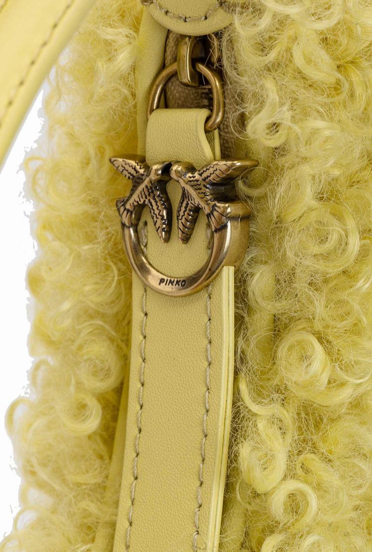 Women's Pinko Micro Long Half Moon Bag Eco Sheepskin Mini Bag Yellow Gold | Australia-23815799