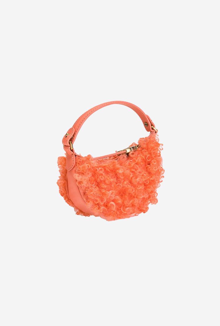 Women's Pinko Micro Long Half Moon Bag Eco Sheepskin Mini Bag Orange Gold | Australia-24635979