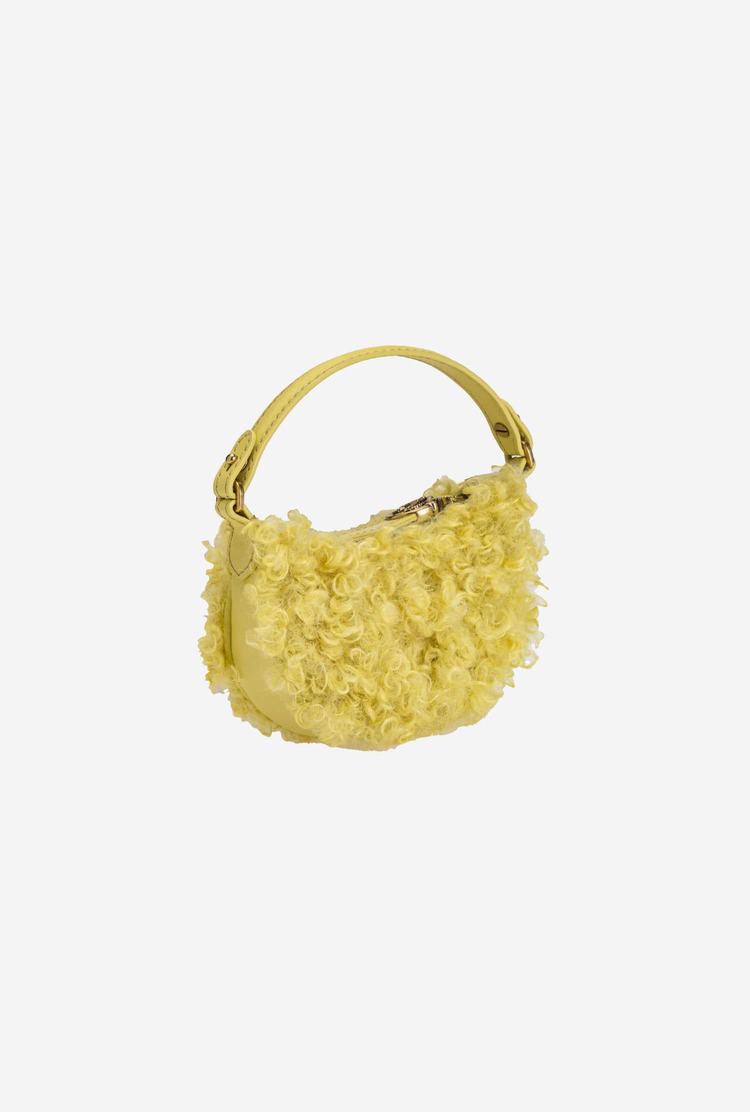 Women's Pinko Micro Long Half Moon Bag Eco Sheepskin Handbag Yellow Gold | Australia-50367489