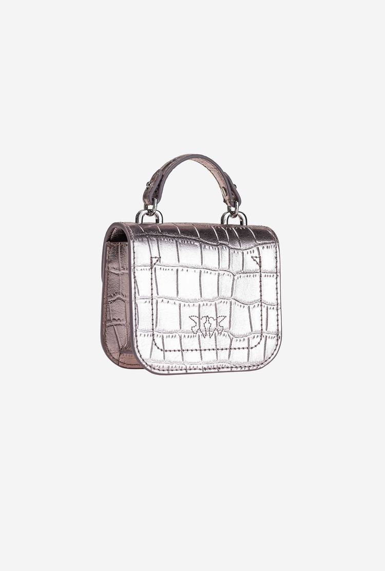 Women's Pinko Micro Love Bag Bell Croco Mini Bag Pink Gold | Australia-07621959