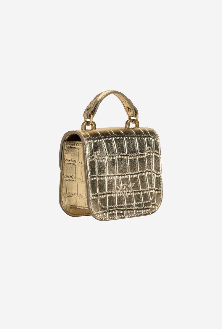 Women's Pinko Micro Love Bag Bell Croco Handbag Gold | Australia-20345769