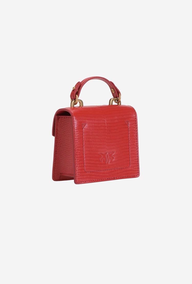 Women's Pinko Micro Love Bag Handle Lizard Mini Bag Red Gold | Australia-02574189