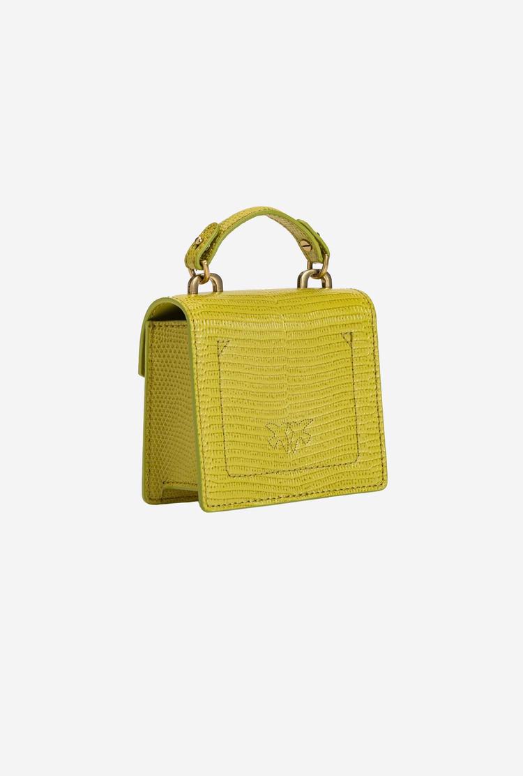 Women's Pinko Micro Love Bag Handle Lizard Handbag Green Gold | Australia-13529649