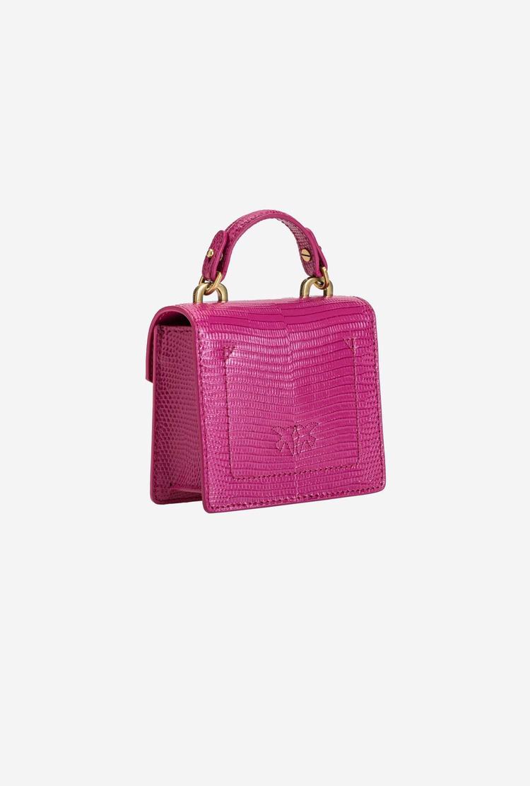 Women's Pinko Micro Love Bag Handle Lizard Mini Bag Fuchsia Gold | Australia-72490589