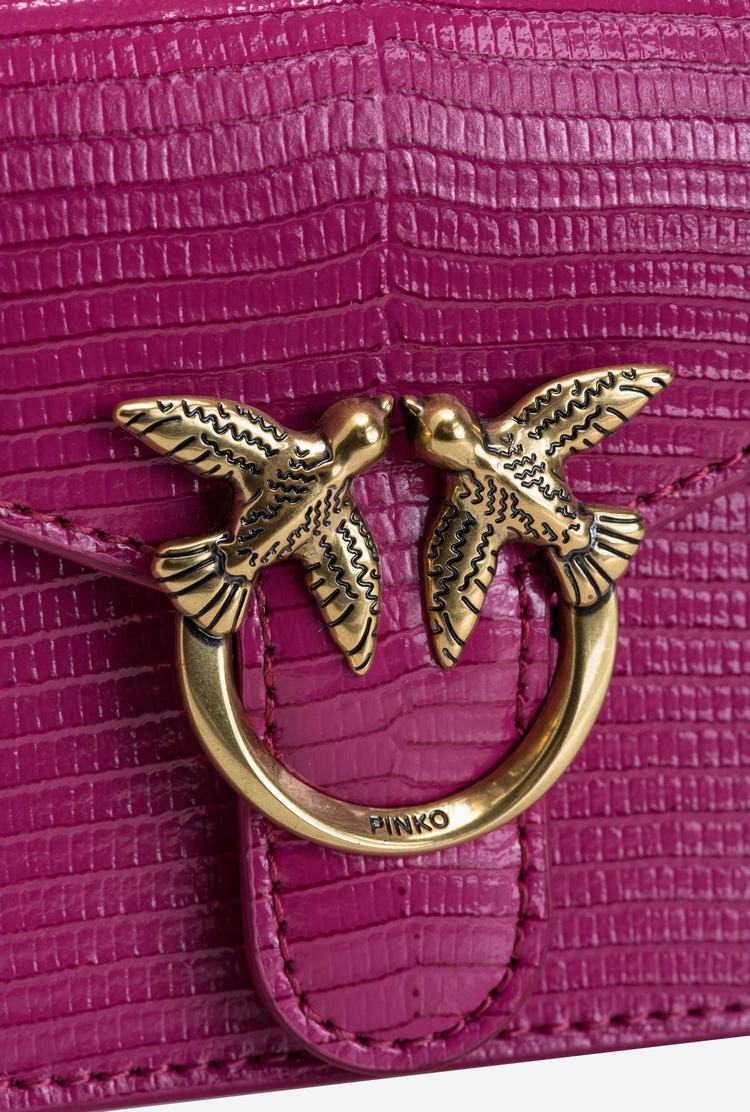 Women's Pinko Micro Love Bag Handle Lizard Mini Bag Fuchsia Gold | Australia-72490589