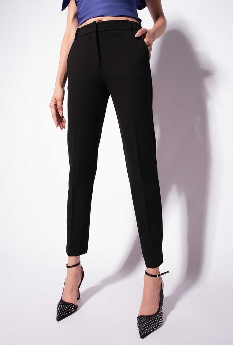 Women's Pinko Milano-knit Cigarette Pants Black | Australia-47698539