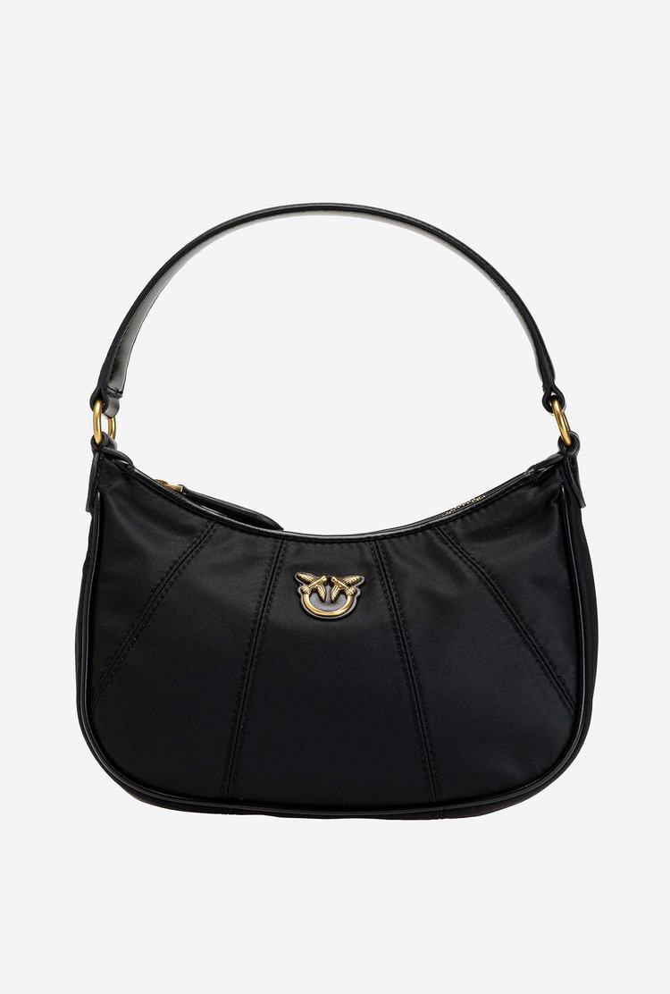 Women's Pinko Mini Half Moon Bag Recycled Shoulder Bags Black Gold | Australia-76851909