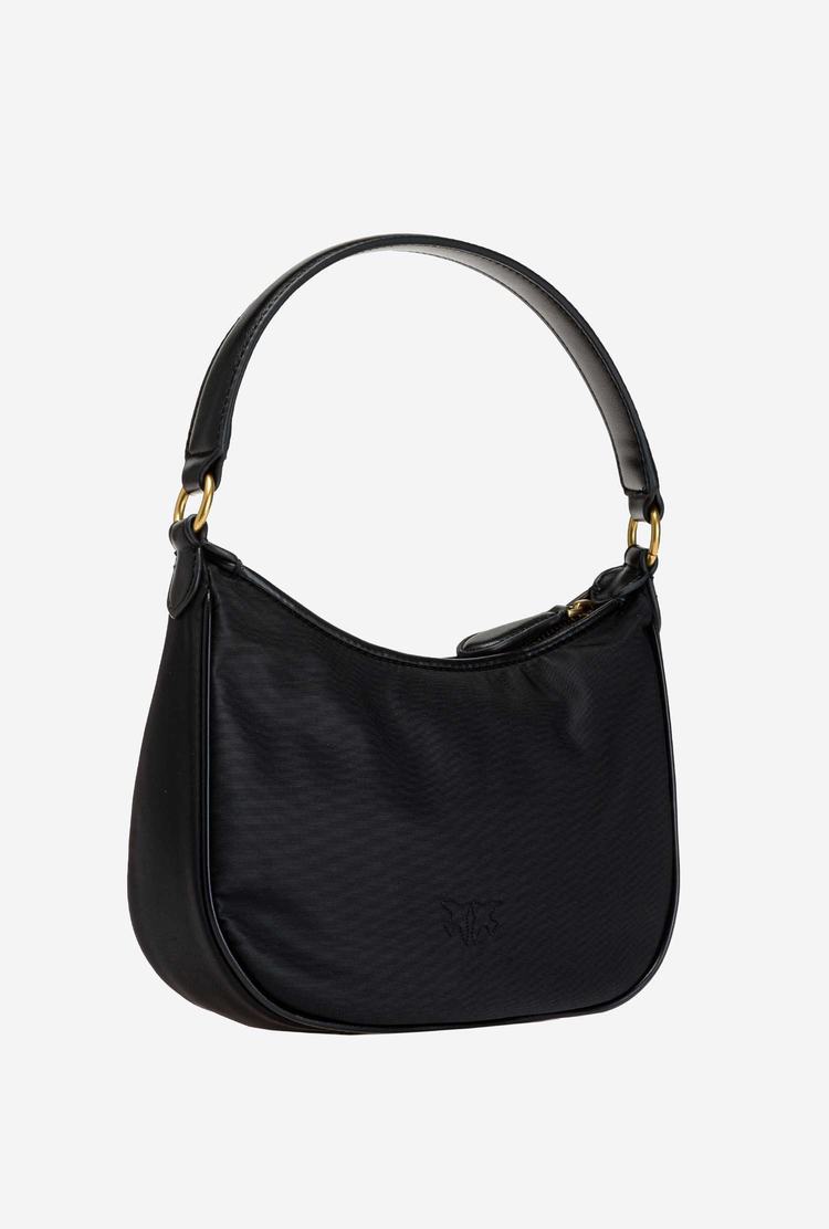 Women's Pinko Mini Half Moon Bag Recycled Shoulder Bags Black Gold | Australia-76851909