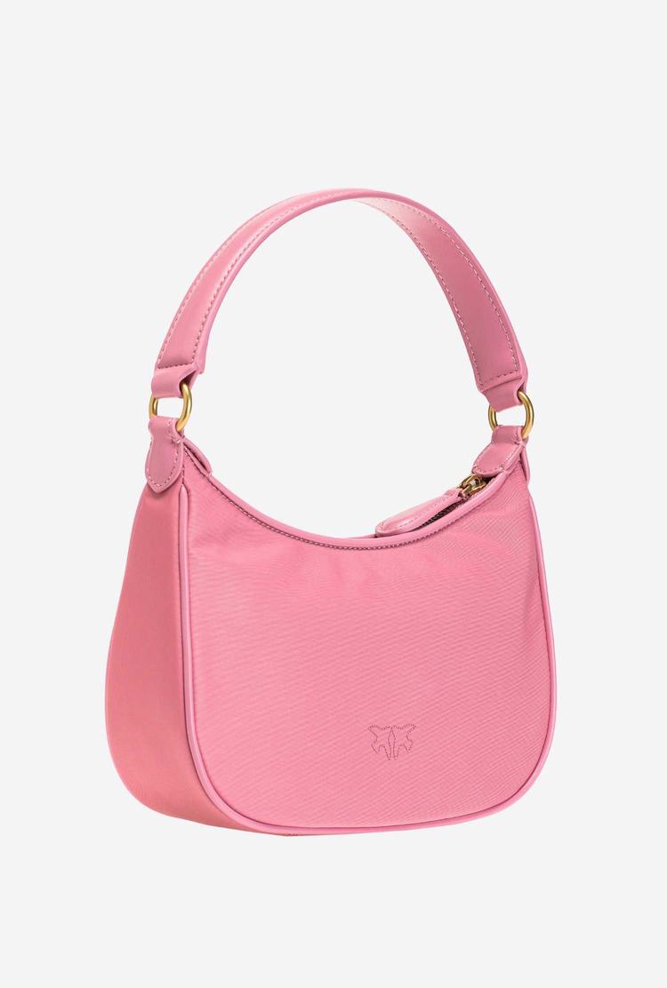 Women's Pinko Mini Half Moon Bag Recycled Shoulder Bags Pink Gold | Australia-90835769