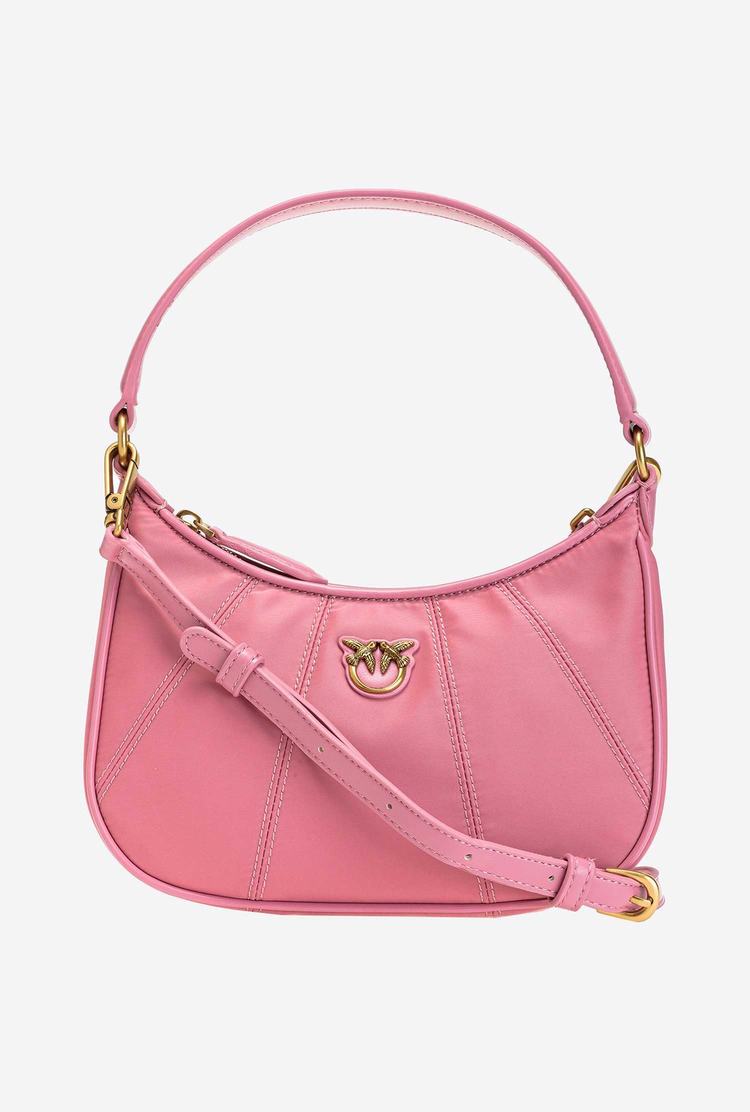 Women's Pinko Mini Half Moon Bag Recycled Shoulder Bags Pink Gold | Australia-90835769