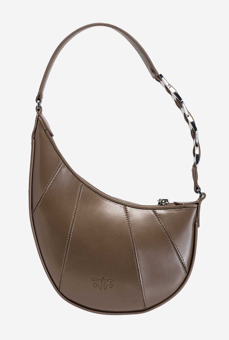 Women's Pinko Mini Long Half Moon Bag Geometric Lux Shoulder Bags Khaki | Australia-78930569