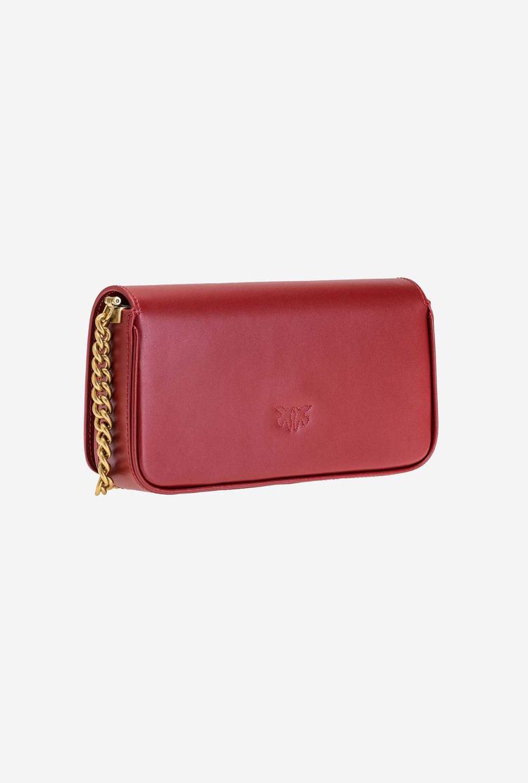 Women's Pinko Mini Love Bag Click Baguette Simply Crossbody Bags Red Gold | Australia-26197809